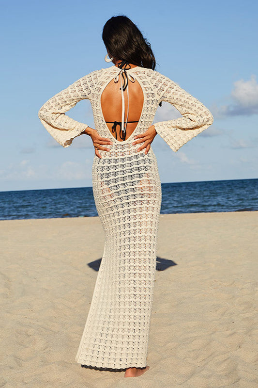 Cache-maillot de plage en tricot creux