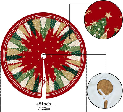 Crowned Beauty Christmas Tree Skirt Collar - Red & Green - 48 Inch