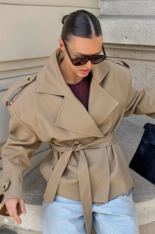 Belted Epaulet Short Trench Coat