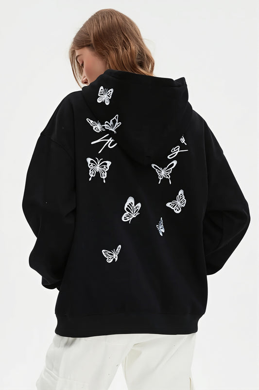 Street Style Butterfly Print Hoodie
