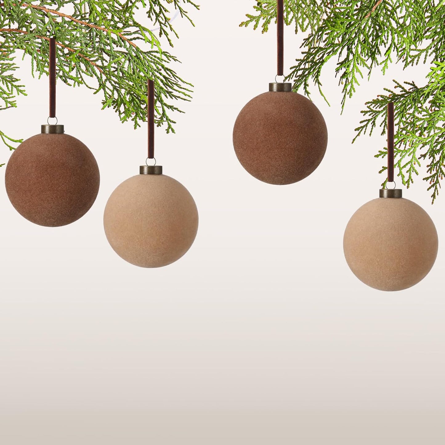 Velvet Christmas Balls Ornaments - Classic Color Set (12 Pcs)