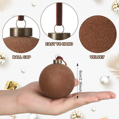 Velvet Christmas Balls Ornaments - Classic Color Set (12 Pcs)