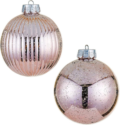 Oversized Shatterproof Plastic Christmas Ball Ornaments - Set of 2 in Champagne Color