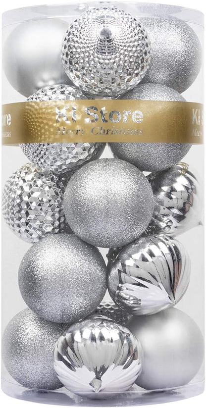 White Christmas Ball Ornaments - Set of 20, 3.15-Inch - Hooks Included for Xmas Trees and Holiday Decor