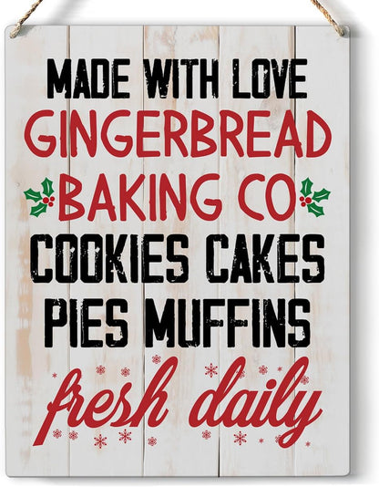 Farmhouse Christmas Decor Set - Gingerbread House, Candy Cane, Kitchen Signs