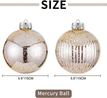 Oversized Shatterproof Plastic Christmas Ball Ornaments - Set of 2 in Champagne Color