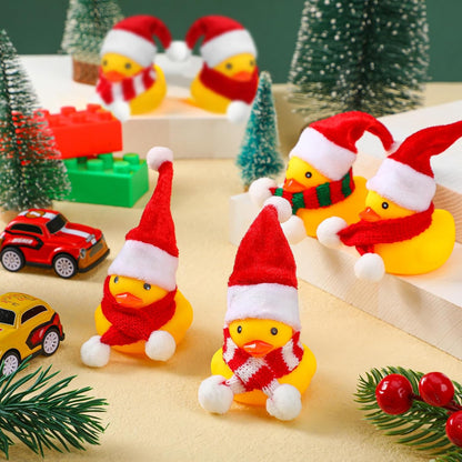 Christmas Mini Rubber Duckies with Hats and Scarf - Set of 12