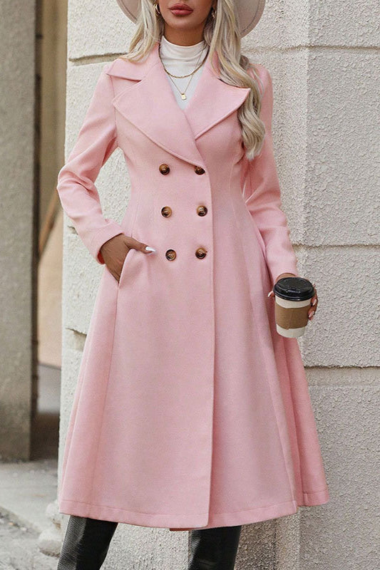 Double Breasted A Line Coat Pink / S coats