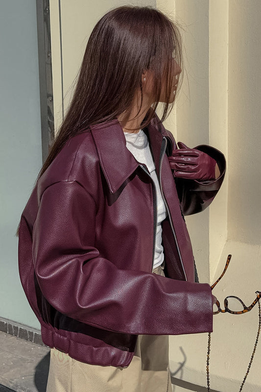 Burgundy Vintage Biker Coat