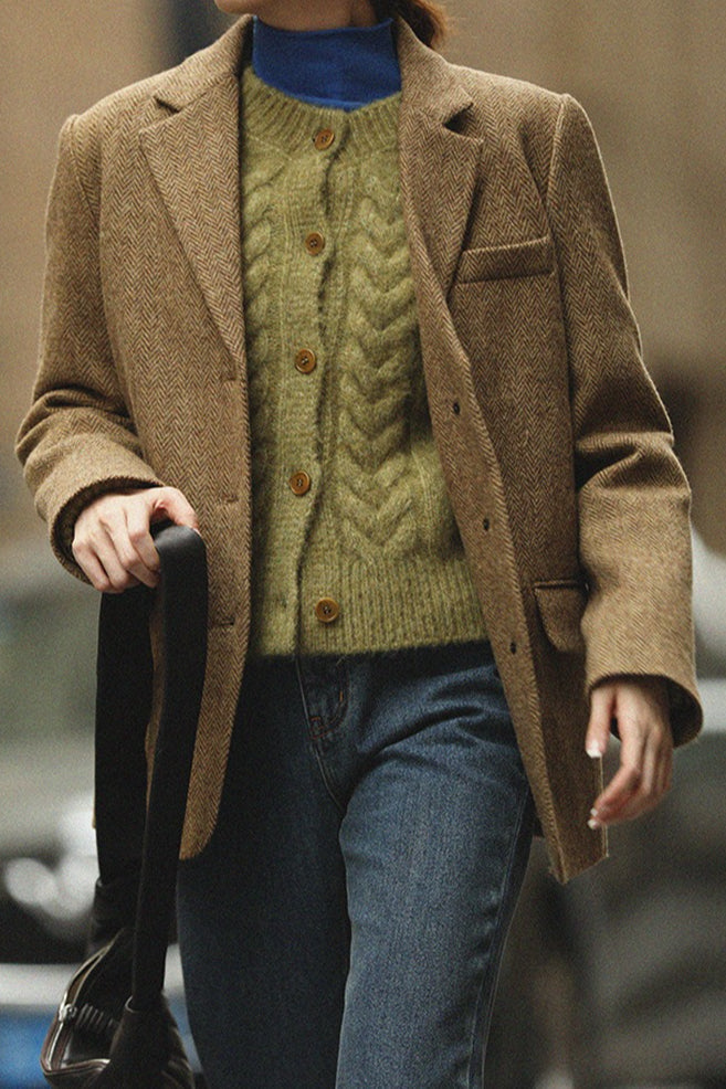 Wool Blend Single Breasted Blazer