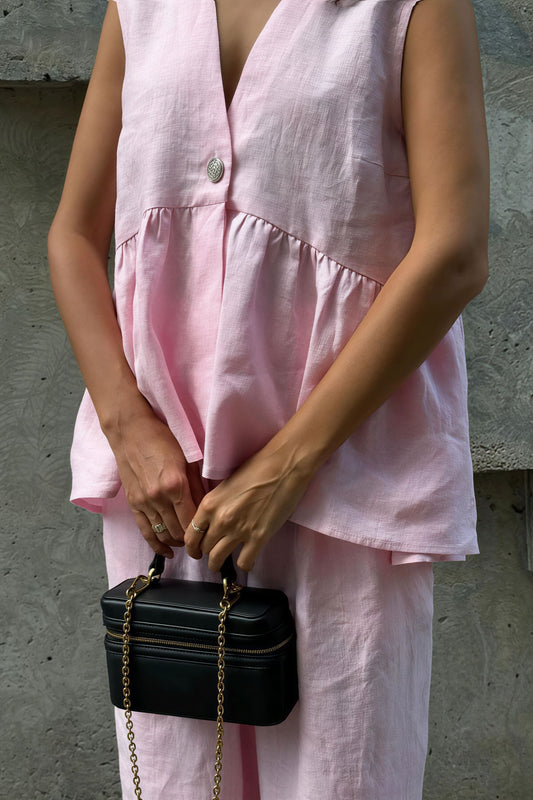 Romantic Cotton V Neck Sleeveless Vest Pants Two Piece Set