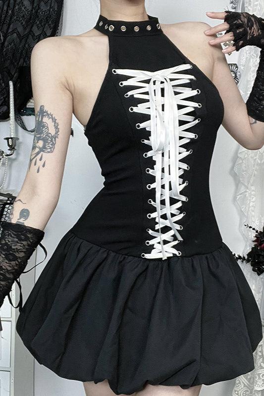 Street Halter Tie Gothic Dress