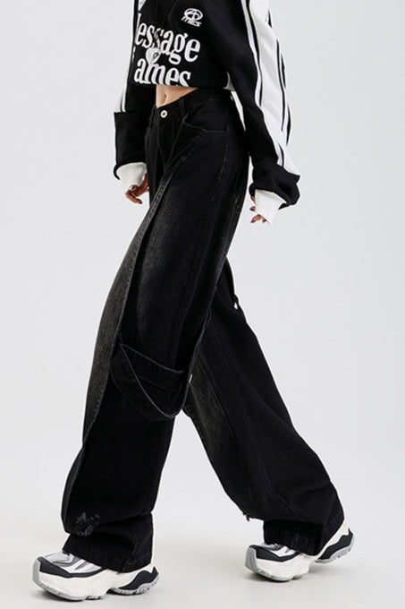 Vintage Washed Patchwork Jeans