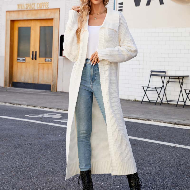 Casual Solid Colour Long Cardigan White best Best Sellings cardigan cardigans clothes Plus Size Sale tops Topseller