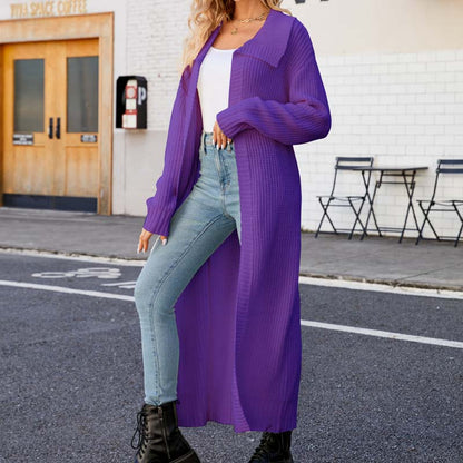 Long Colour Solid Cardigan