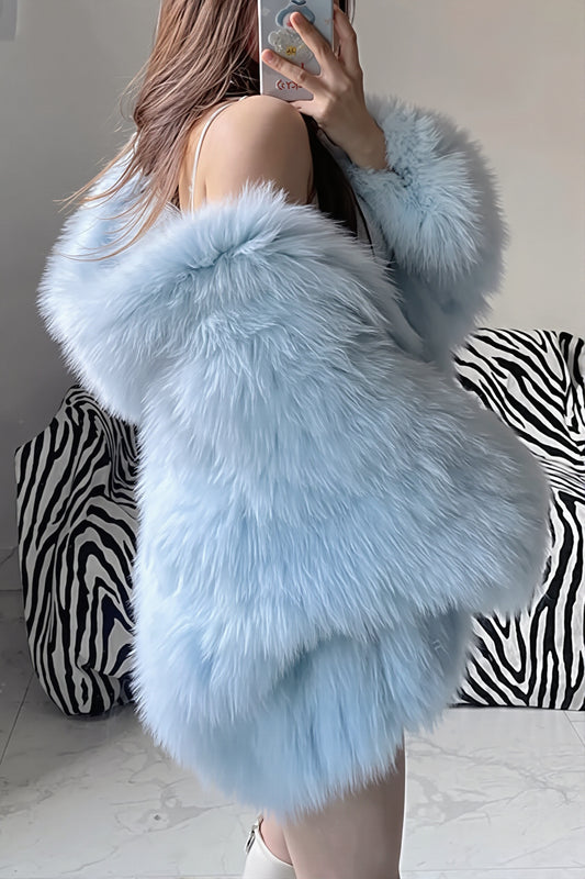 Oversized Hooded Shaggy Faux Fur Coat