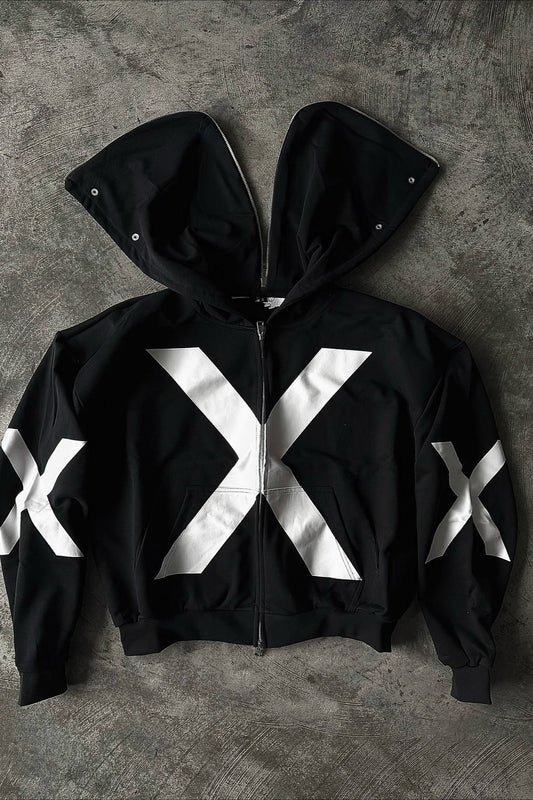 Monochrome Graphic Zip Hoodie