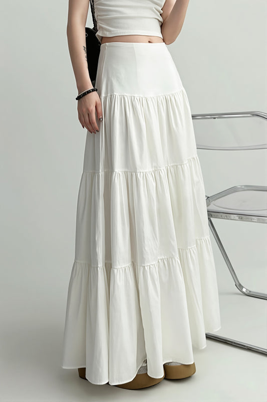 Tiered Drop Waist Maxi Skirt