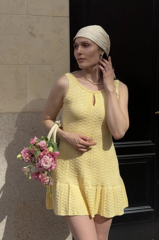 Jacquard Ruffled Bodycon Tank Boho Dress