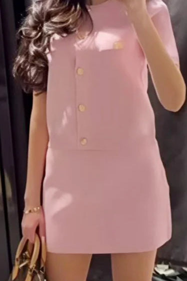 Short Sleeve Knit Crop Cardigan Pink / S