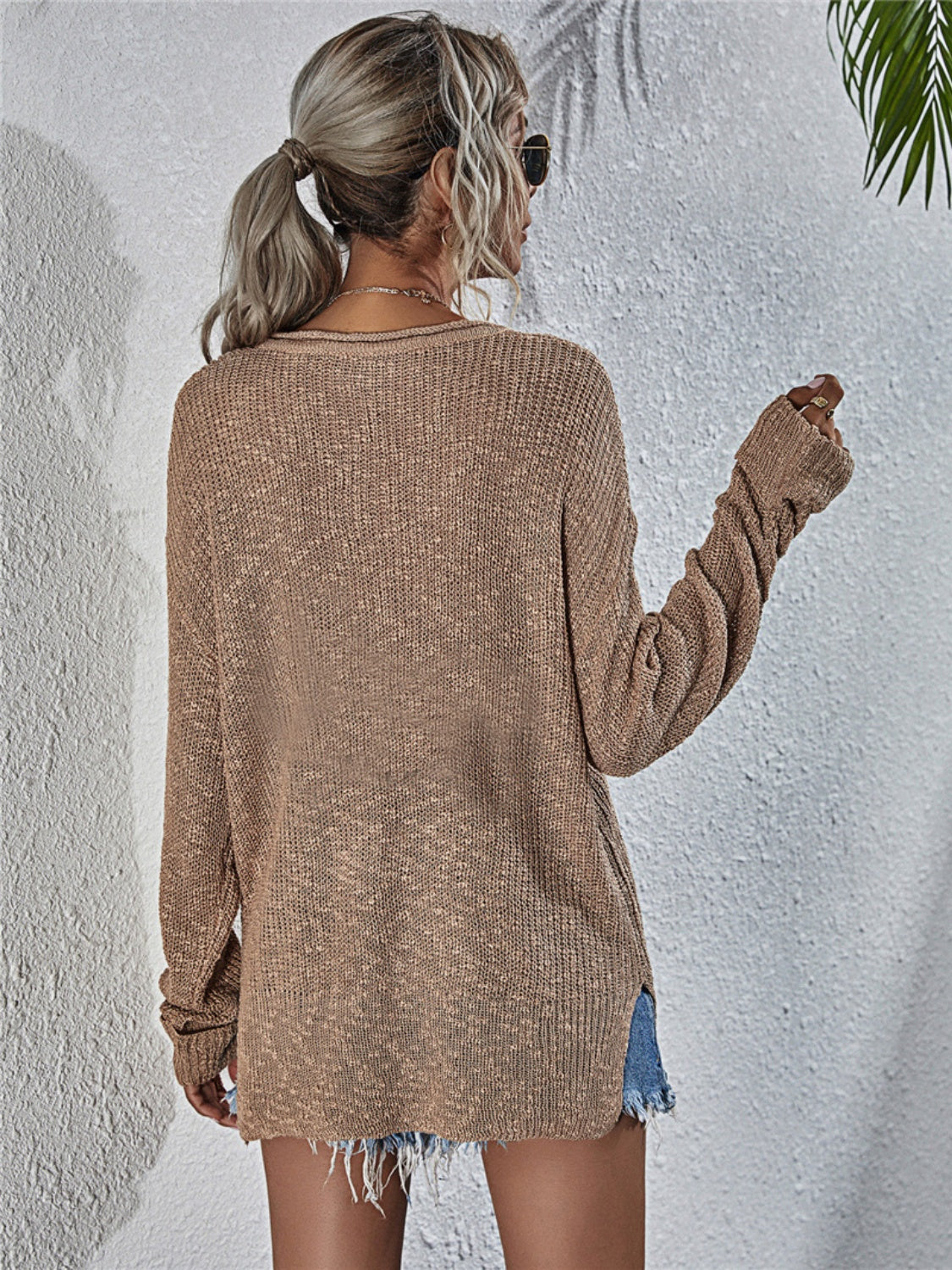 Neck Knit with Notched Top Slit