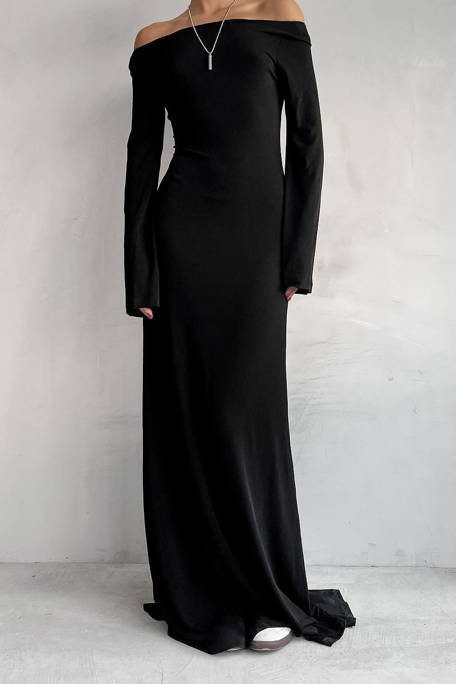 Black Sleek Knit Bodycon Maxi Dress