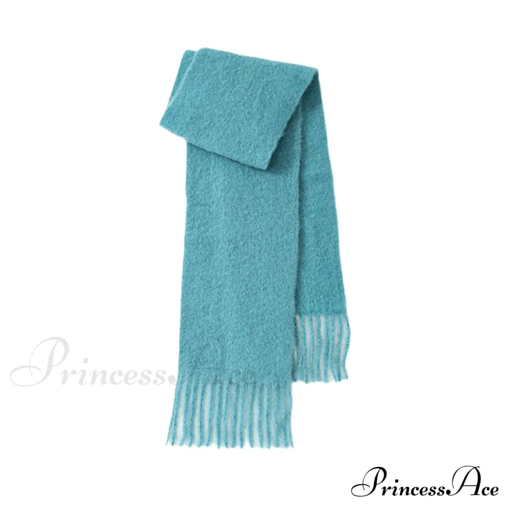 80% Wool Blend Solid Color Tassel Scarf For Women - Autumn Winter Collection Scarfs-L