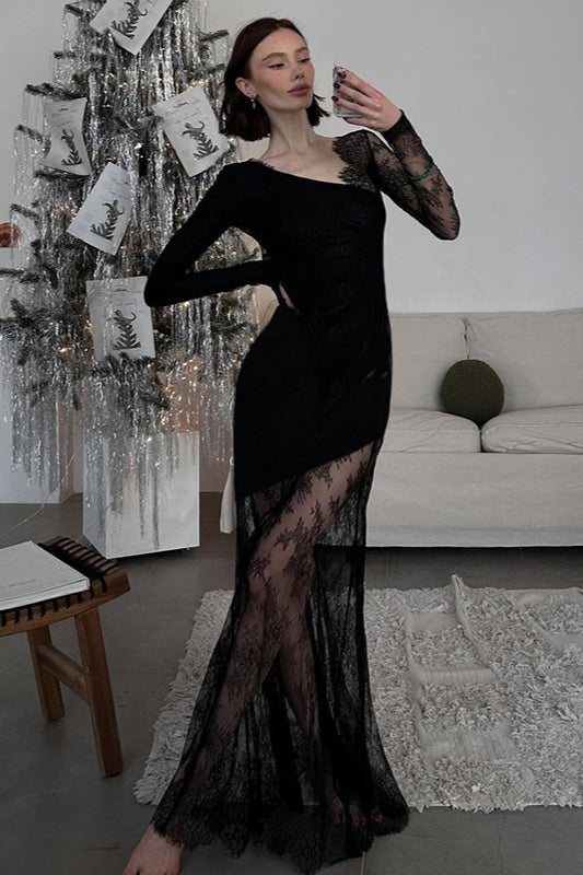 Asym Lace Gothic Dress