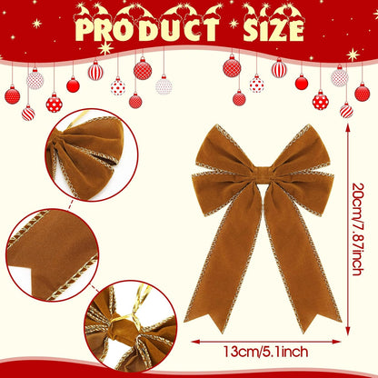 Velvet Christmas Wreath Bow - Brown (24 Pcs)