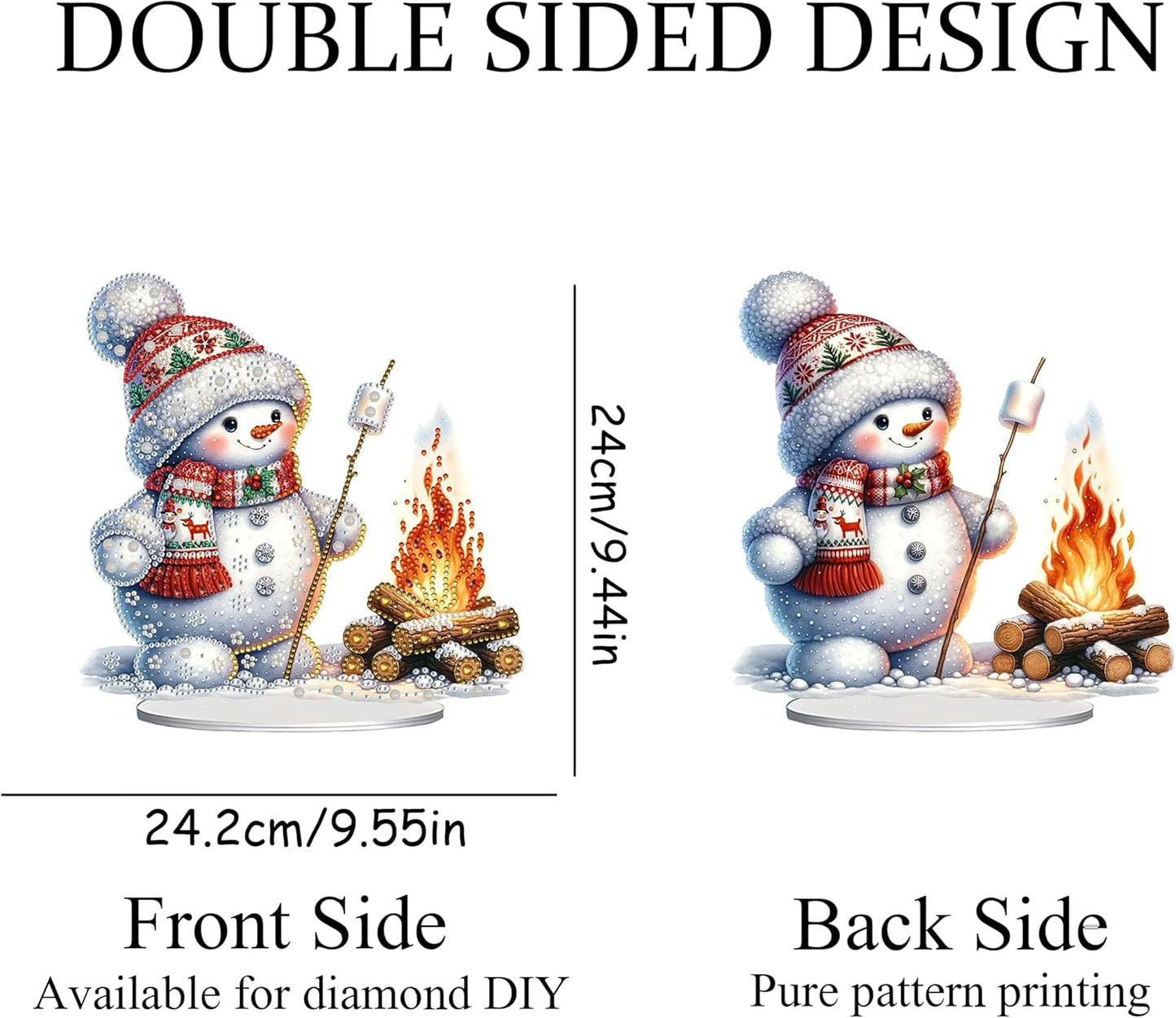 Christmas Snowman DIY Tabletop Diamond Art Painting Kit - Special Shaped Rhinestone Desk Placement Ornament - Home Stand Up Gem Craft Kit - Double Sided Gift