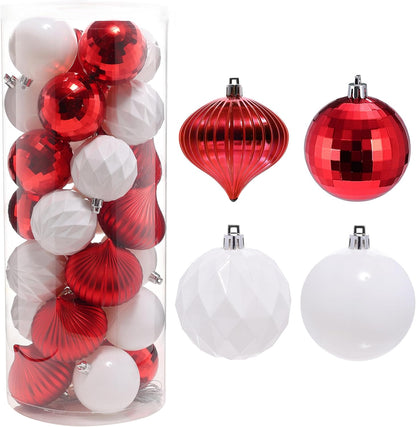 Shatterproof Glittering Brown Gold Christmas Balls Ornaments Set - 28pc