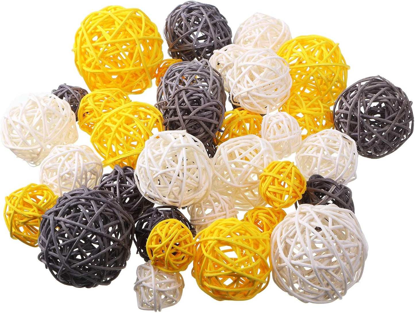 Wicker Rattan Decorative Balls Centerpiece Fillers for Fall Halloween Craft, Wedding Party, Potpourri Decor - 4 Sizes, Red/Green/Gold