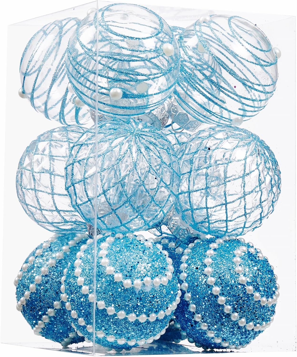 Shatterproof Clear Large Plastic Christmas Tree Decorations - Set of 12