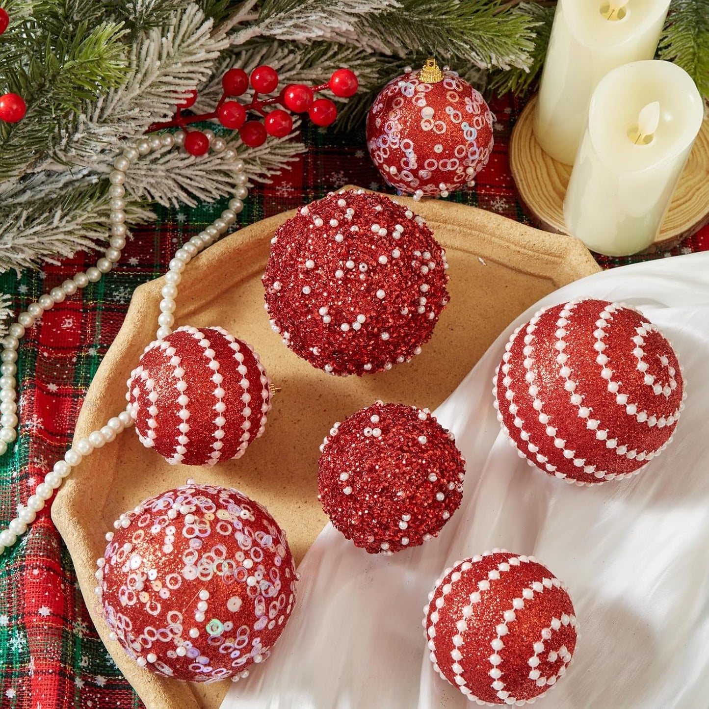 Shatterproof Red Christmas Ball Ornaments - Set of 12 - 70mm/2.76" - Holiday Party Decorations