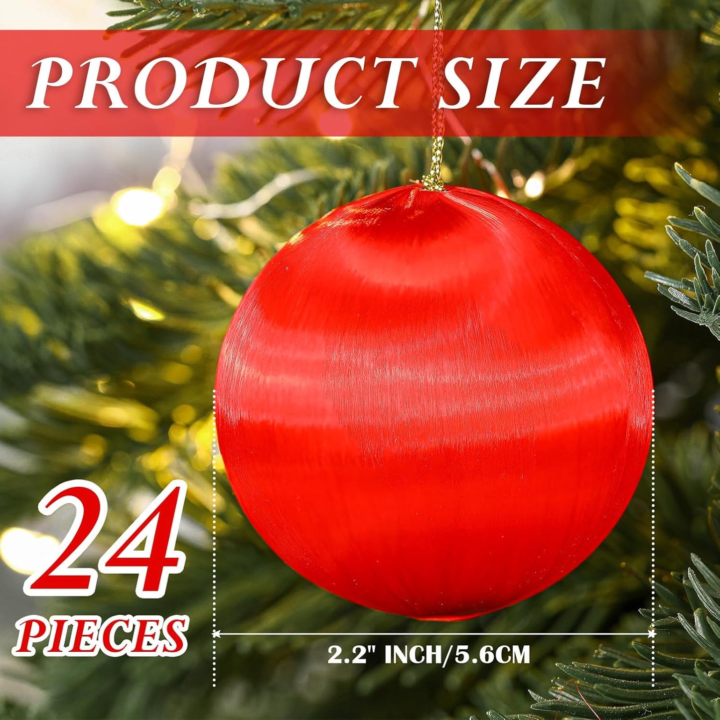 Christmas Satin Balls - Red (24 Pcs)