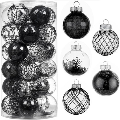 Clear Plastic Christmas Ball Ornaments Set - Red, Shatterproof