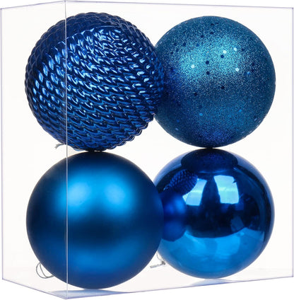 Blue Christmas Ball Ornaments - Set of 2