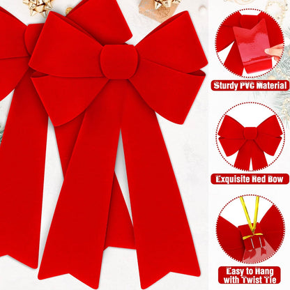 Red Velvet Christmas Bows - Set of 2