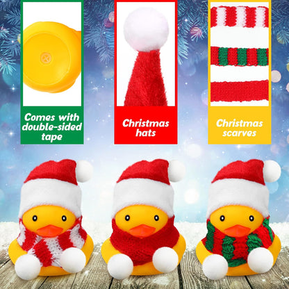 Christmas Mini Rubber Duckies with Hats and Scarf - Set of 12