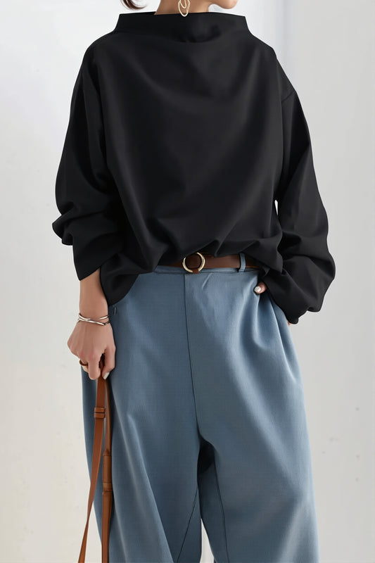 Funnel Neck Oversized Pullover Sweatshirt