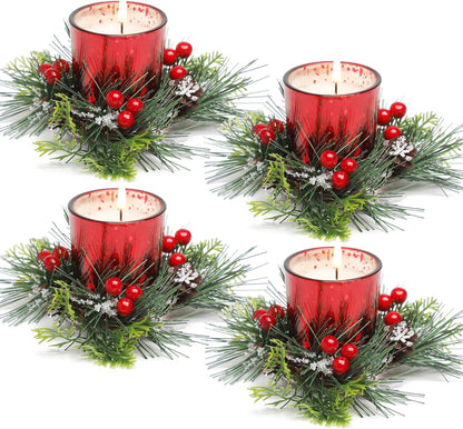 Christmas Candle Ring with Votive Candle - Gold