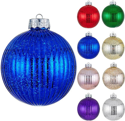 Oversized Shatterproof Plastic Christmas Ball Ornaments - Set of 2 in Champagne Color