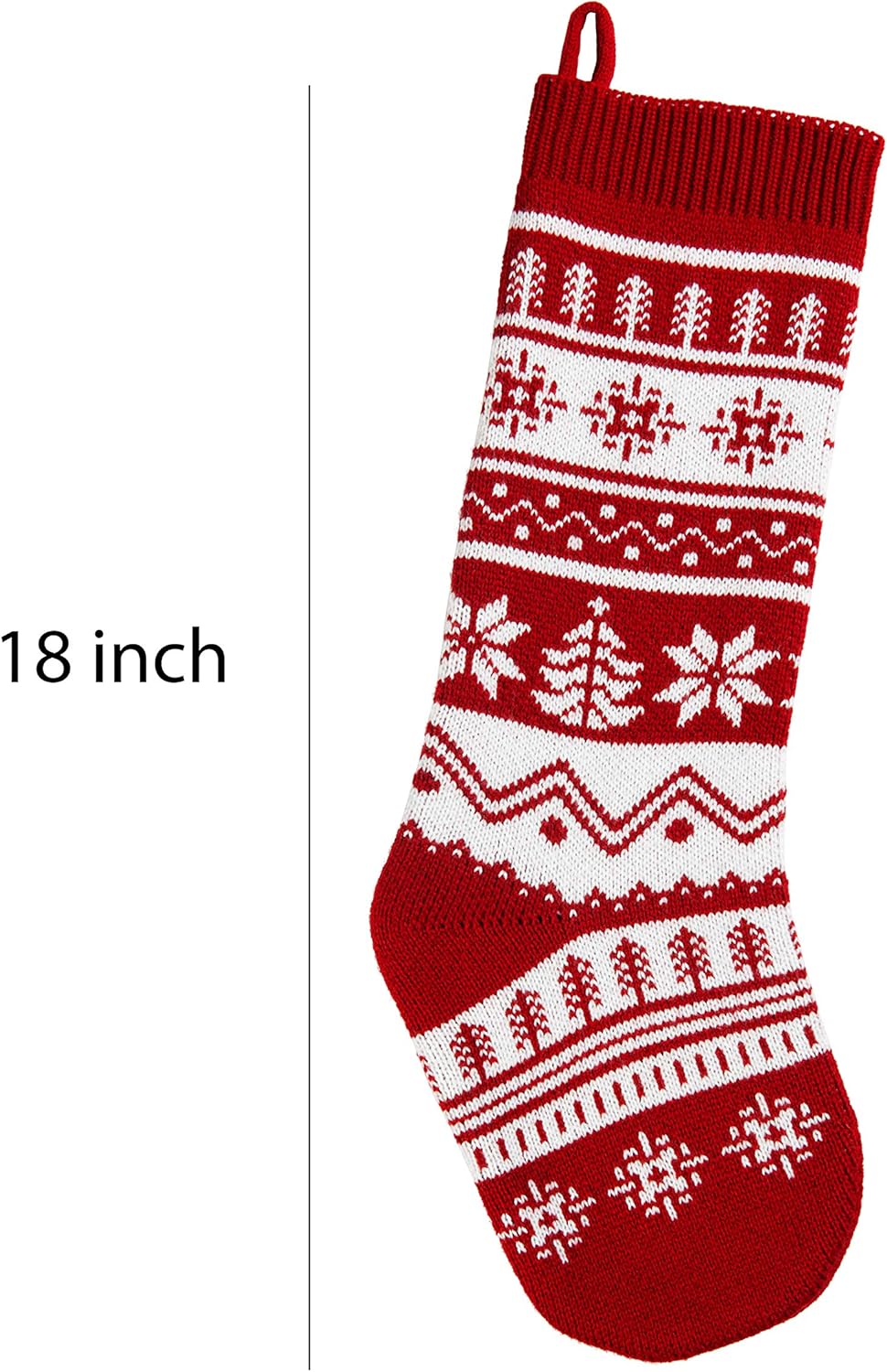 6 Pack Large Rustic Yarn Knit Christmas Stockings for Family Holiday Decorations