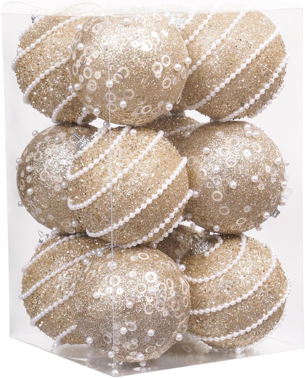 Champagne Christmas Ball Ornaments Set - 12pcs