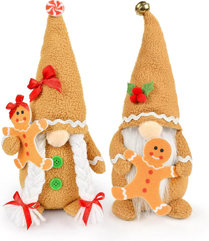 Gingerbread Man Gnomes Plush Doll Sets - Handmade Scandinavian Gnome Decor Kits