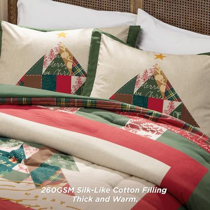 Christmas Comforter Set Queen - Christmas Bedding with Tree, 3 Pieces, 1 Comforter and 2 Pillow Shams