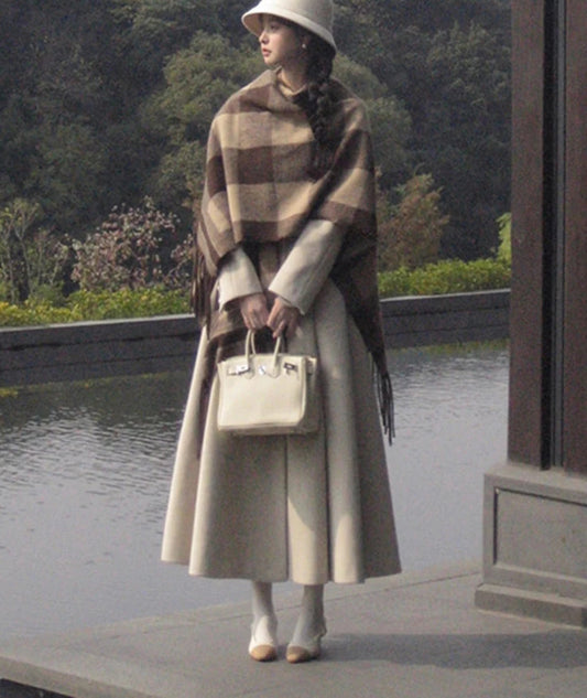 Wool Blends Luxury Chic Skirted Overcoat