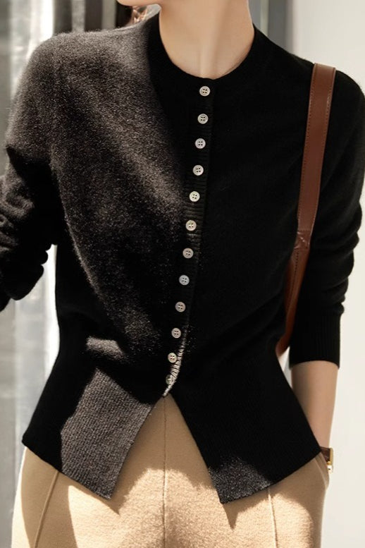 Slit Sleeve Soft Touch Cardigan Black / One Size