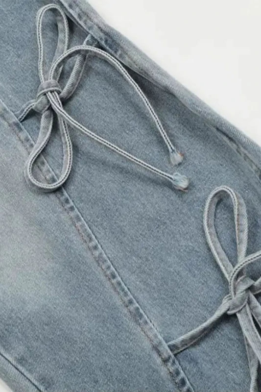 Vintage Bow Bandage Wide Leg Jeans