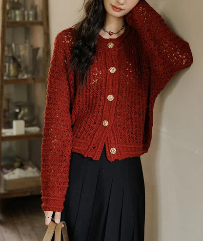 Wool Yarn Vintage Hollow Cardigan